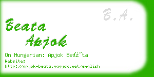 beata apjok business card